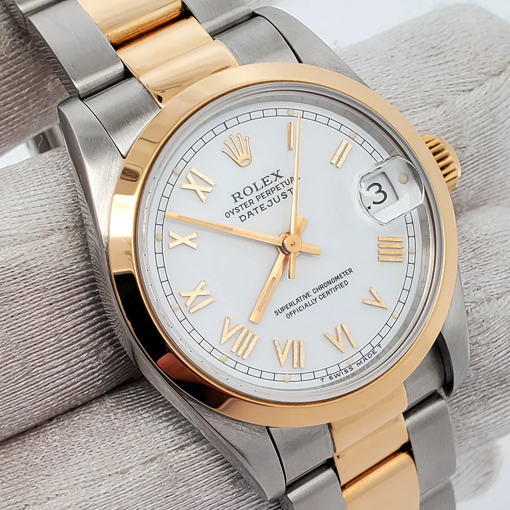 Rolex Datejust 31mm 2-tone White Roman Dial Oyster Watch 68243 Box Papers - Image 2