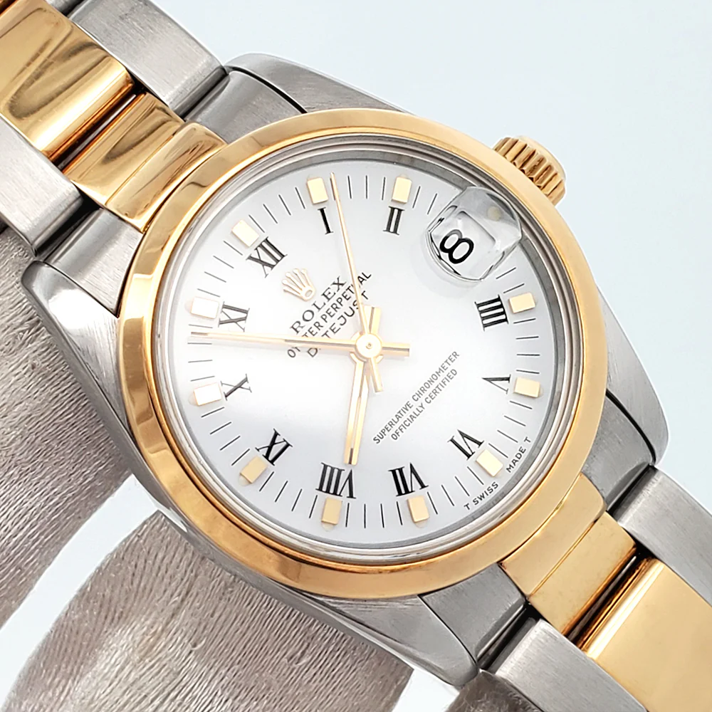 Rolex Datejust 31mm 2-tone White Roman Dial Oyster Watch 68243 Papers - Image 2