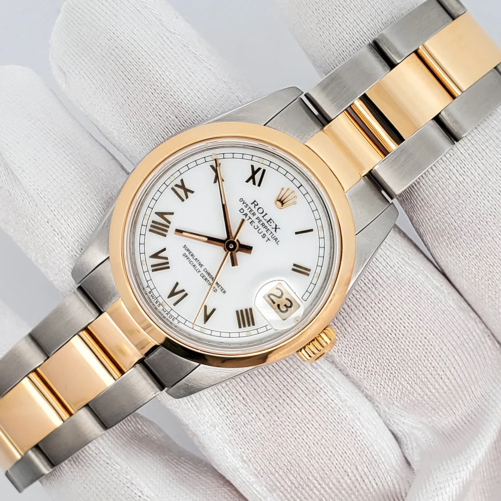 Rolex Datejust 31mm 2-tone White Roman Dial Oyster Watch 68273 - Image 2