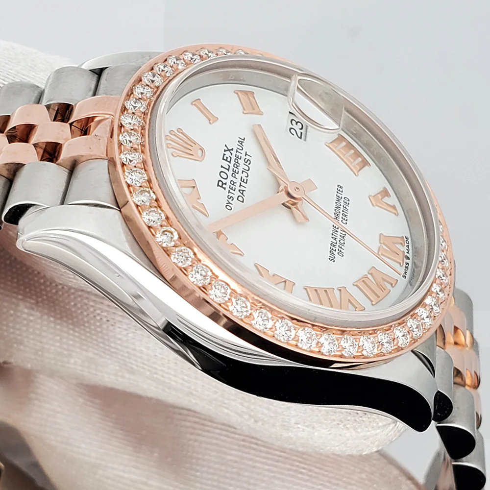 Rolex Datejust 31mm 278271 2-tone Rose Gold/Steel White Roman Jubilee Watch 0.95ct Diamond Bezel 2021 Box Papers - Image 4