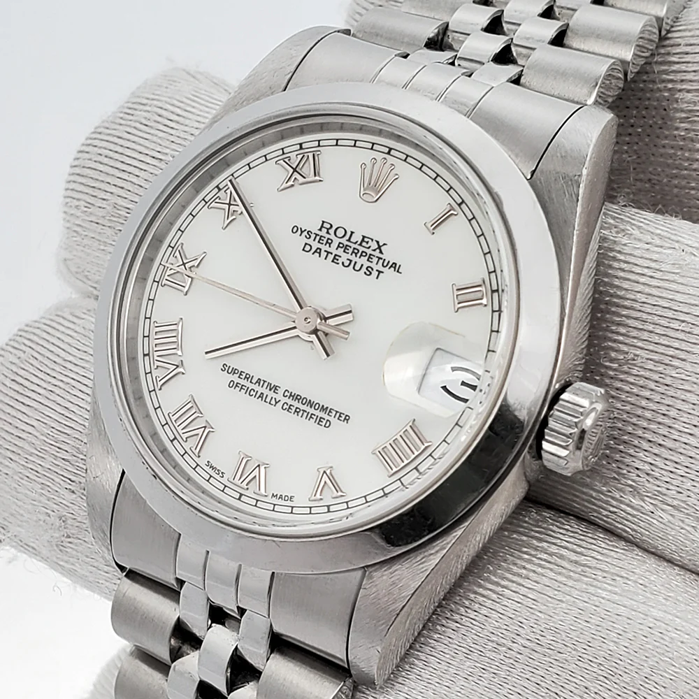 Rolex Datejust 31mm 68240 White Roman Dial Smooth Bezel Steel Watch Box Papers