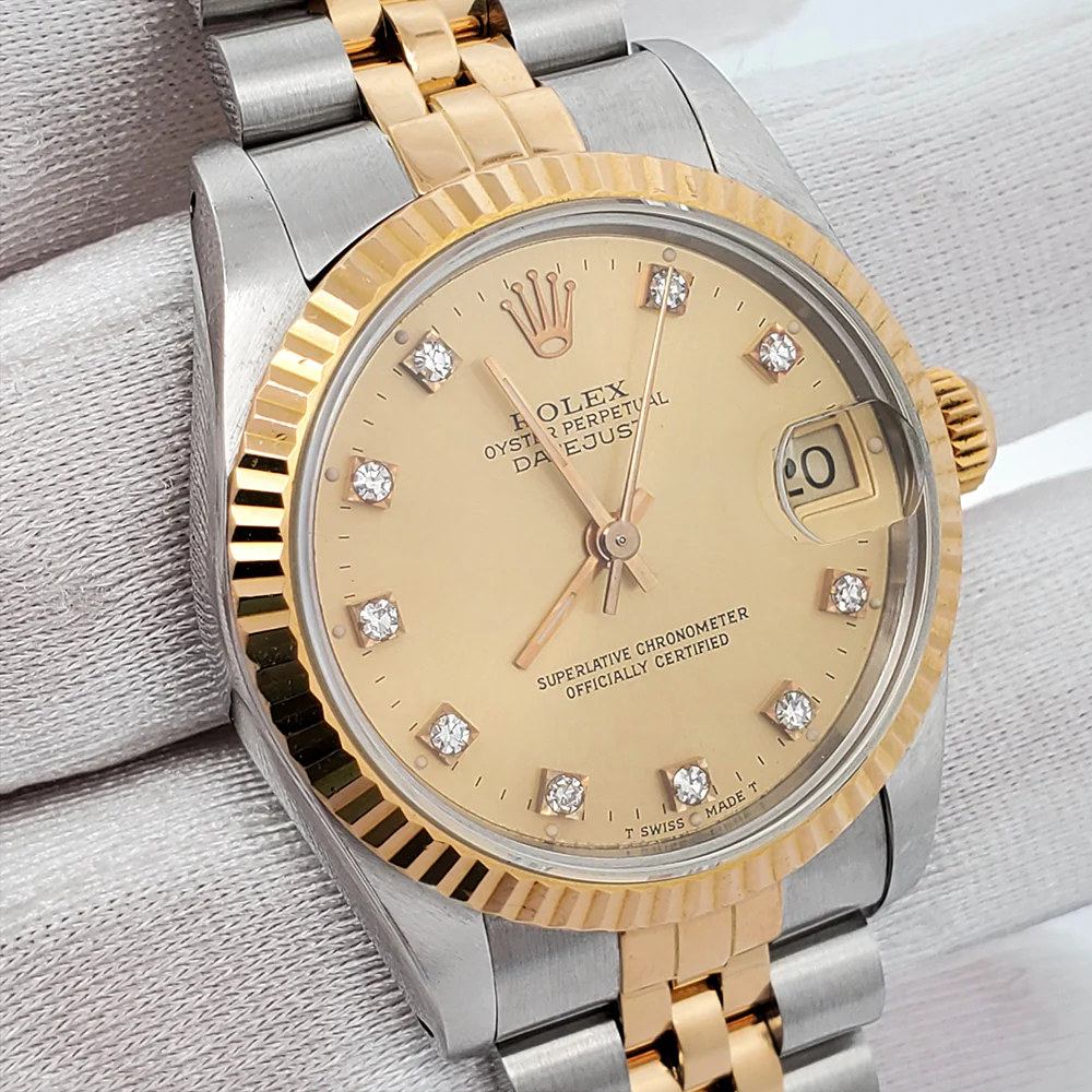 Rolex Datejust 31mm 68273 Factory Champagne Diamond Dial Yellow Gold/Stainless Steel Watch Box Papers - Image 2