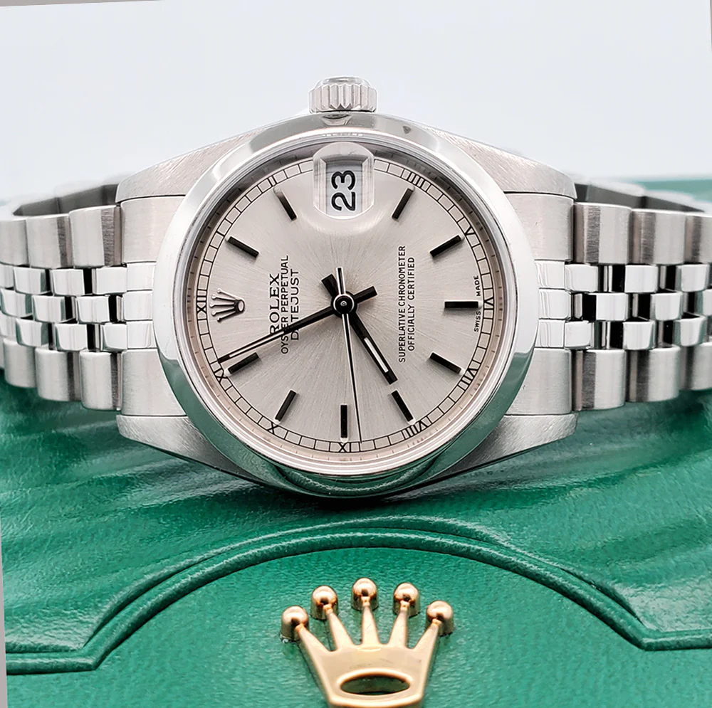 Rolex Datejust 31mm 78240 Silver Dial Smooth Bezel Steel Watch Box Papers