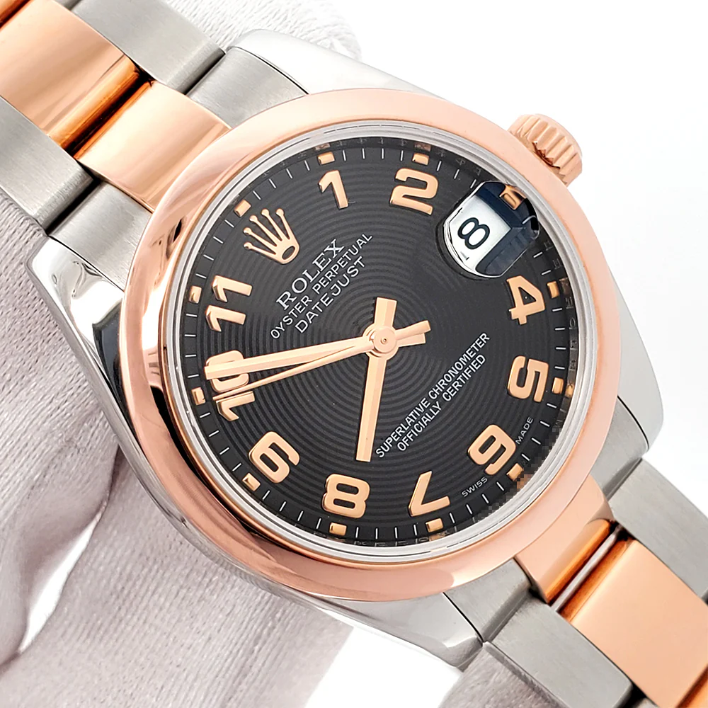 Rolex Datejust 31mm Black Concentric 2-tone Rose Gold/Steel Oyster Watch 178241 Papers/Tag - Image 2