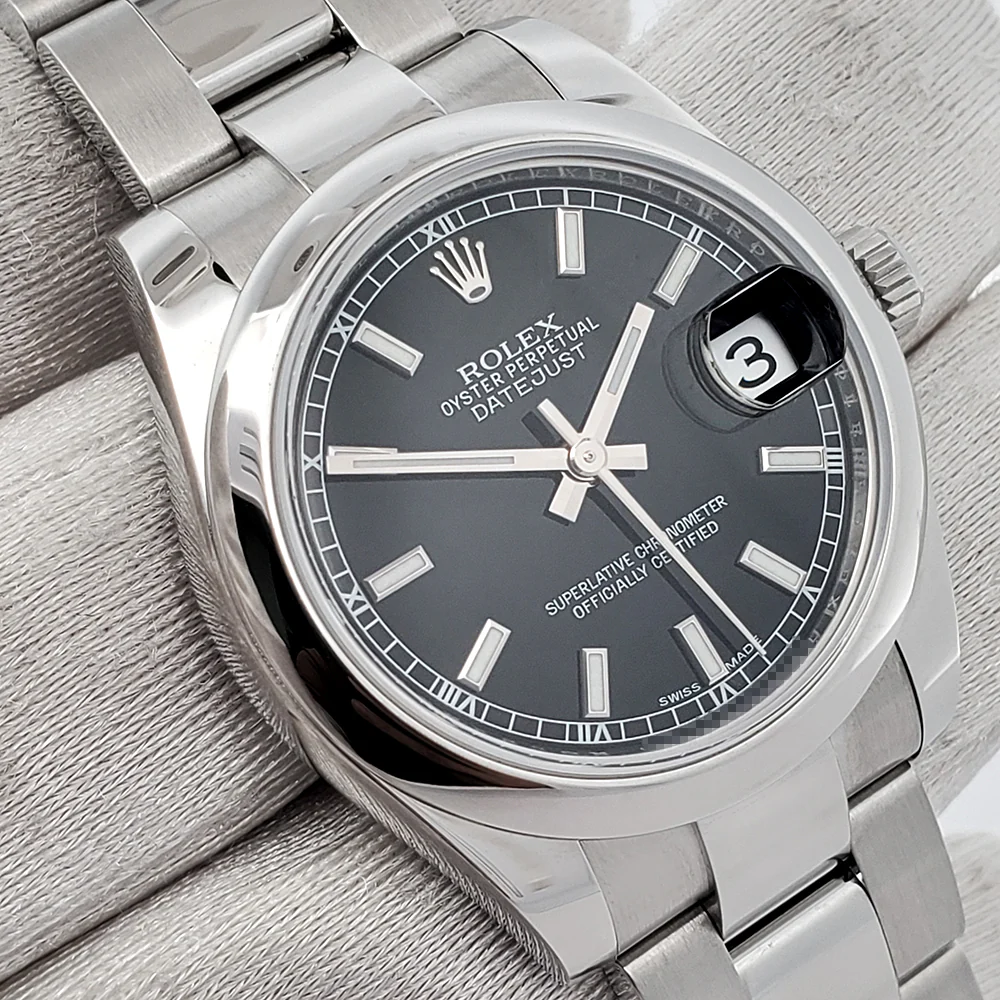 Rolex Datejust 31mm Black Index Steel Oyster Watch 178240 Box Papers - Image 3