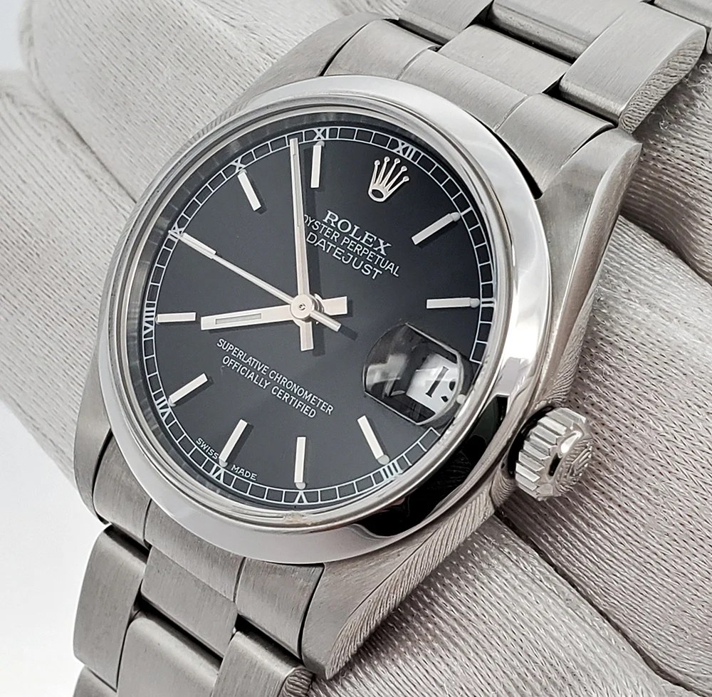 Rolex Datejust 31mm Black Index Steel Oyster Watch 68240 Box Papers - Image 2