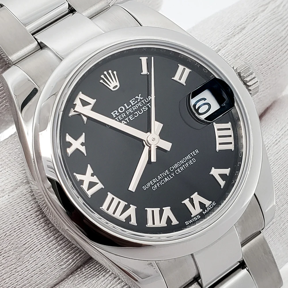 Rolex Datejust 31mm Black Roman Dial Steel Oyster Watch 178240 - Image 2
