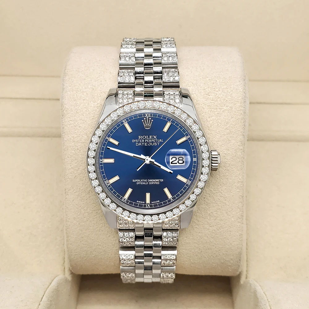 Rolex Datejust 31mm Blue Index Dial 3.30ct Diamond Bezel/Bracelet Steel Watch 178240 - Image 2