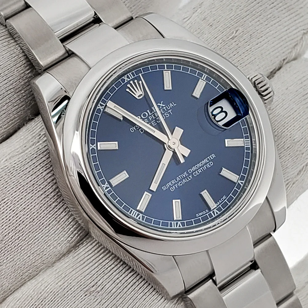 Rolex Datejust 31mm Blue Index Steel Oyster Watch 178240 Box Papers - Image 3
