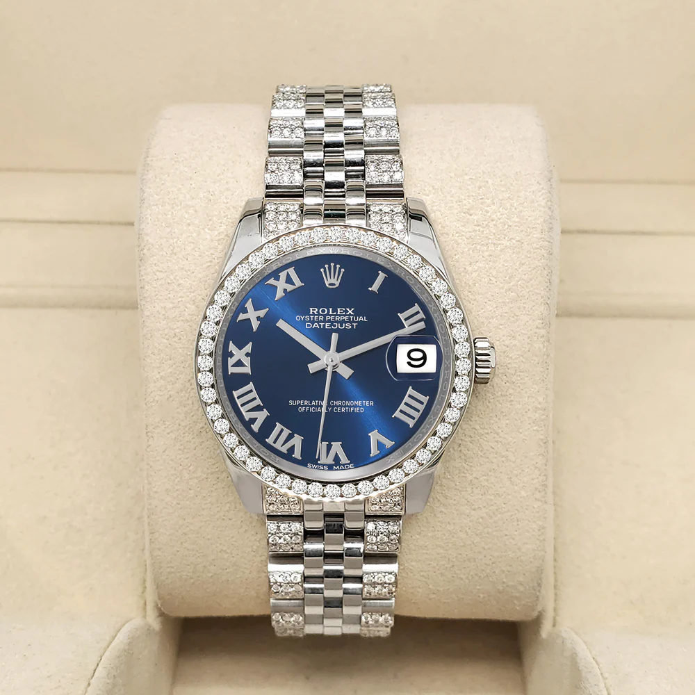 Rolex Datejust 31mm Blue Roman Dial 3.30ct Diamond Bezel/Bracelet Steel Watch 178240 - Image 2