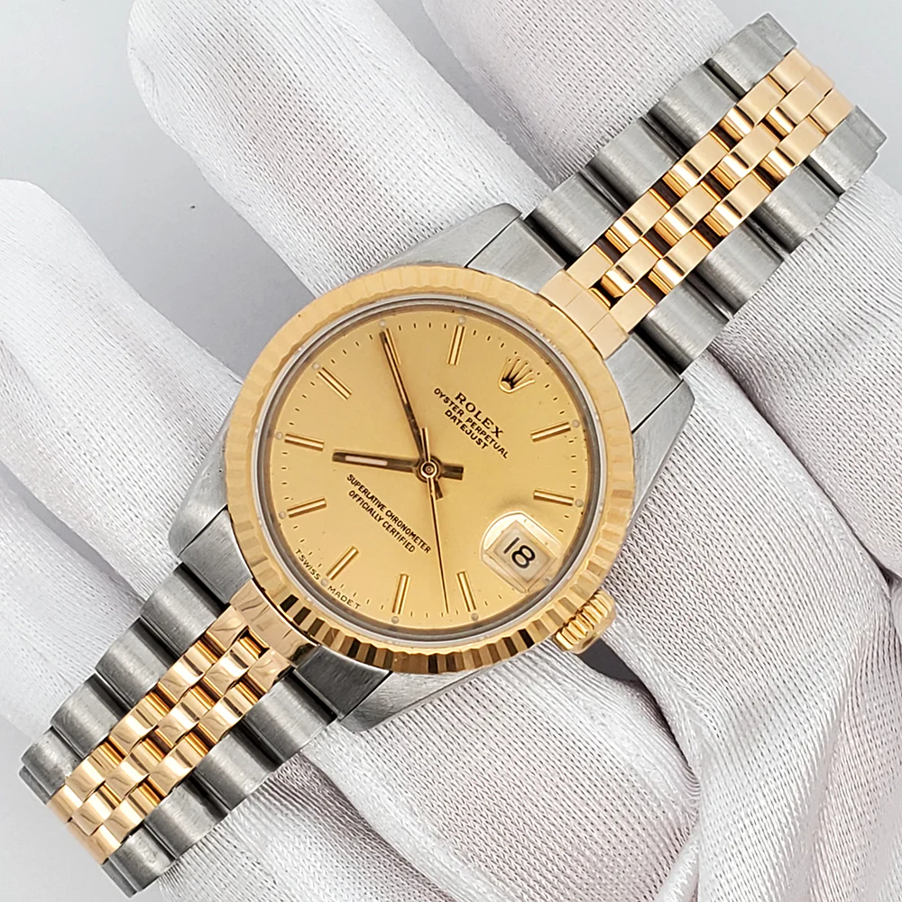 Rolex Datejust 31mm Champagne Index 2-Tone Gold/Steel Jubilee Watch 68273 - Image 3