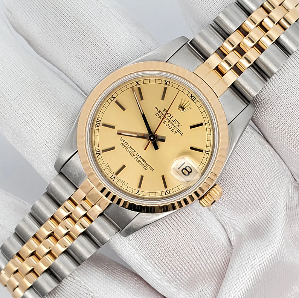 Rolex Datejust 31mm Champagne Index 2-Tone Gold/Steel Jubilee Watch 68273 Box Papers - Image 2
