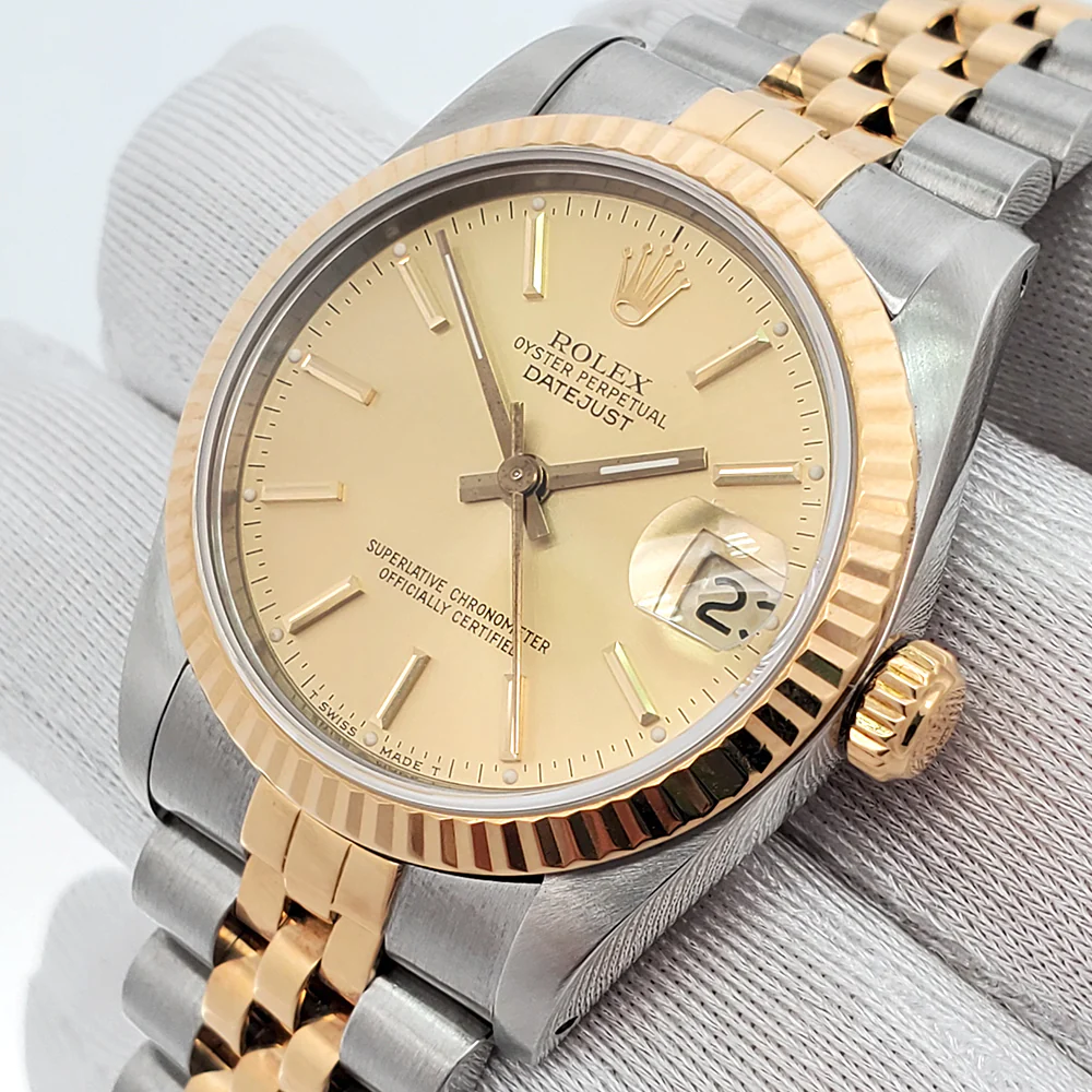 Rolex Datejust 31mm Champagne Index 2-tone Yellow Gold/Steel Jubilee Watch 68273 Papers - Image 3