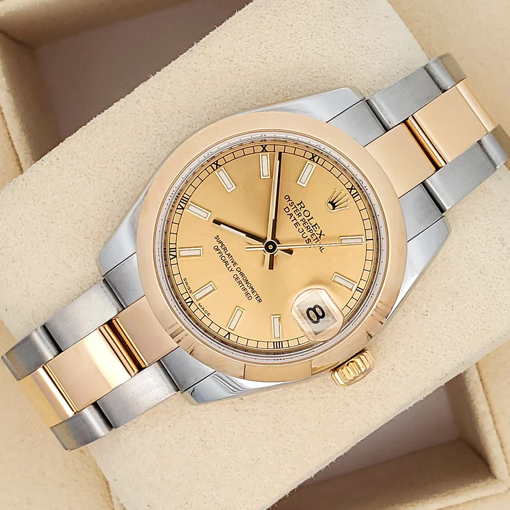 Rolex Datejust 31mm Champagne Index 2-tone Yellow Gold/Steel Oyster Watch 178243