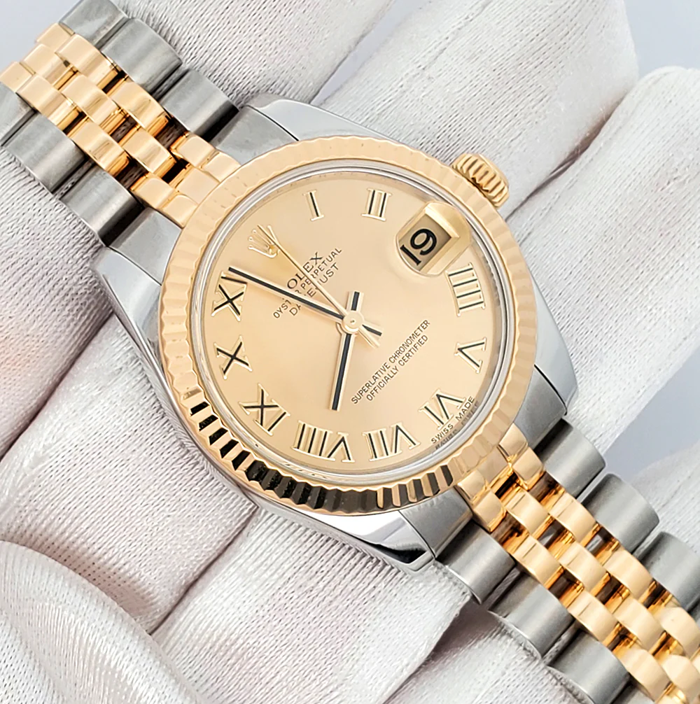 Rolex Datejust 31mm Champagne Roman 2-tone Yellow Gold/Steel Jubilee Watch 178273 - Image 3