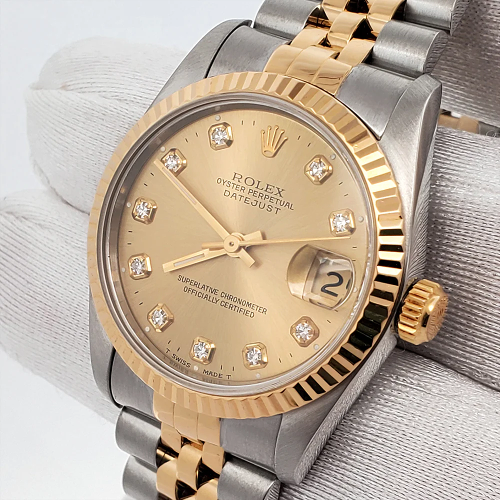 Rolex Datejust 31mm Factory Champagne Diamond Dial Yellow Gold/Stainless Steel Watch 68273 Box Papers - Image 2