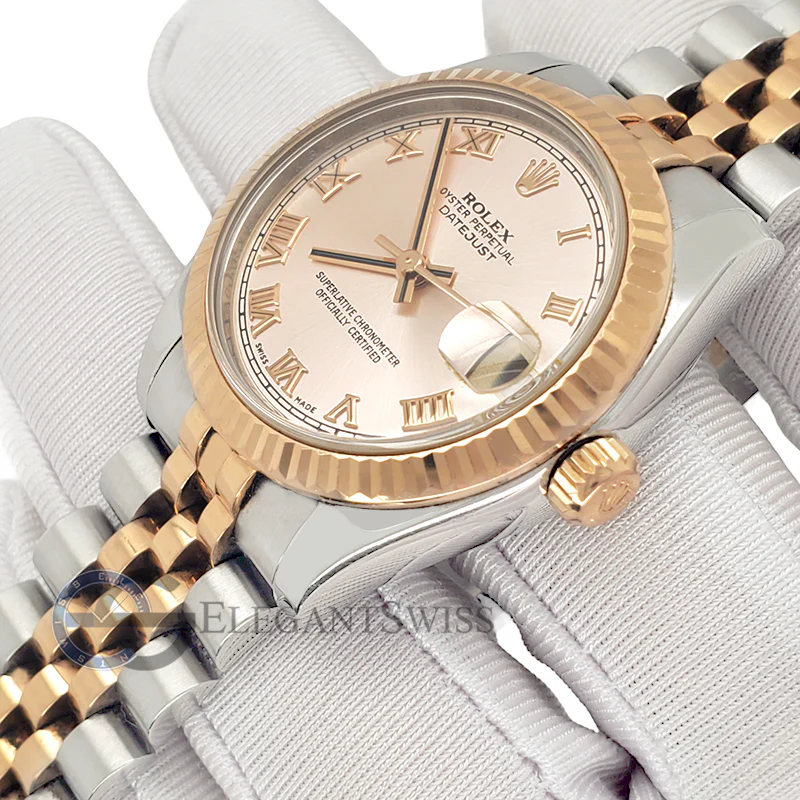 Rolex Datejust 31mm Factory Pink Roman Dial Rose Gold/Steel Jubilee Watch 178271 Box Papers - Image 2
