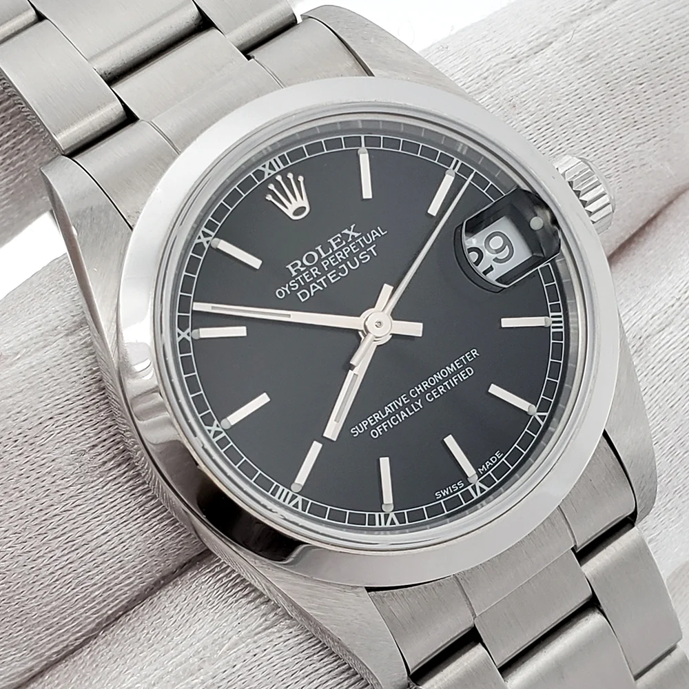 Rolex Datejust 31mm Midsize Black Index Steel Oyster Watch 78240 - Image 2