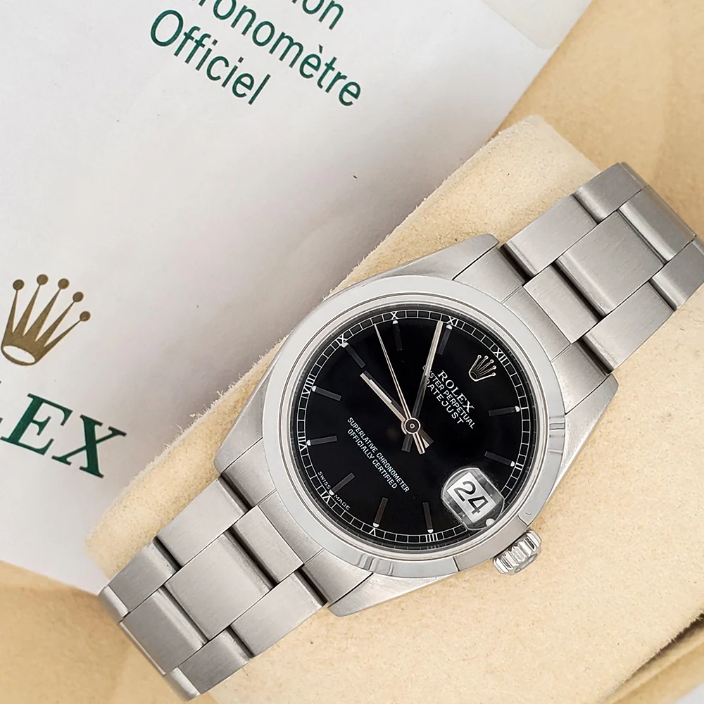 Rolex Datejust 31mm Midsize Black Index Steel Oyster Watch 78240 Box Papers