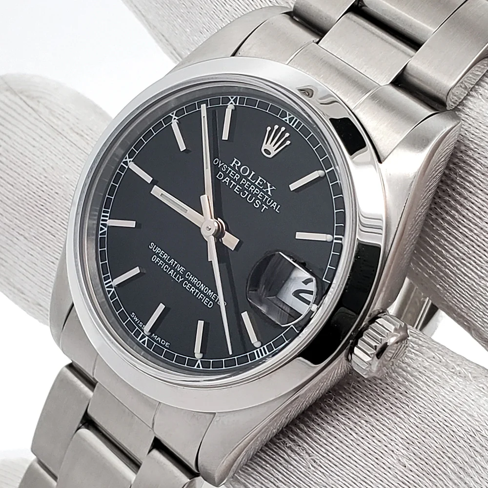 Rolex Datejust 31mm Midsize Black Index Steel Oyster Watch 78240 Box Papers - Image 2