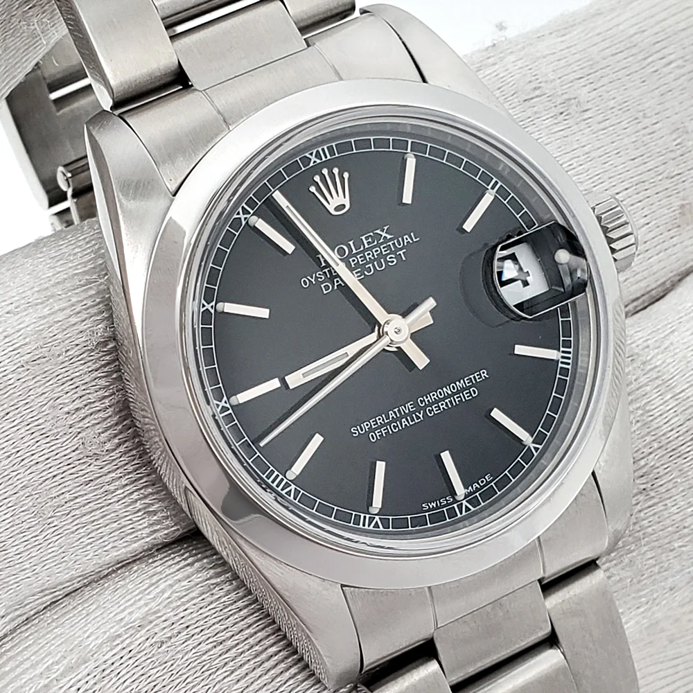 Rolex Datejust 31mm Midsize Black Index Steel Oyster Watch 78240 Box Papers - Image 3