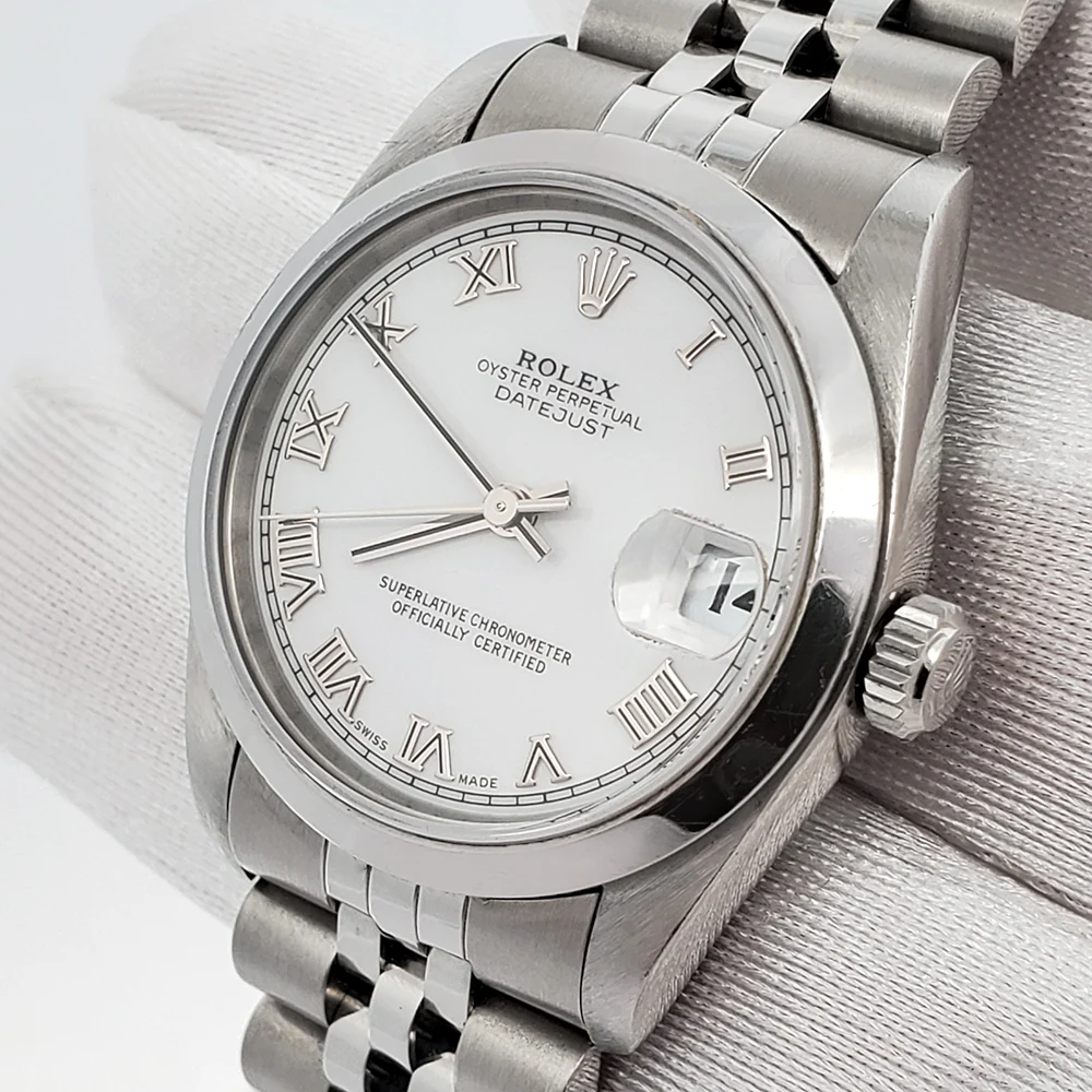 Rolex Datejust 31mm Midsize White Roman Dial Stainless Steel Jubilee Watch 78240 Box Papers