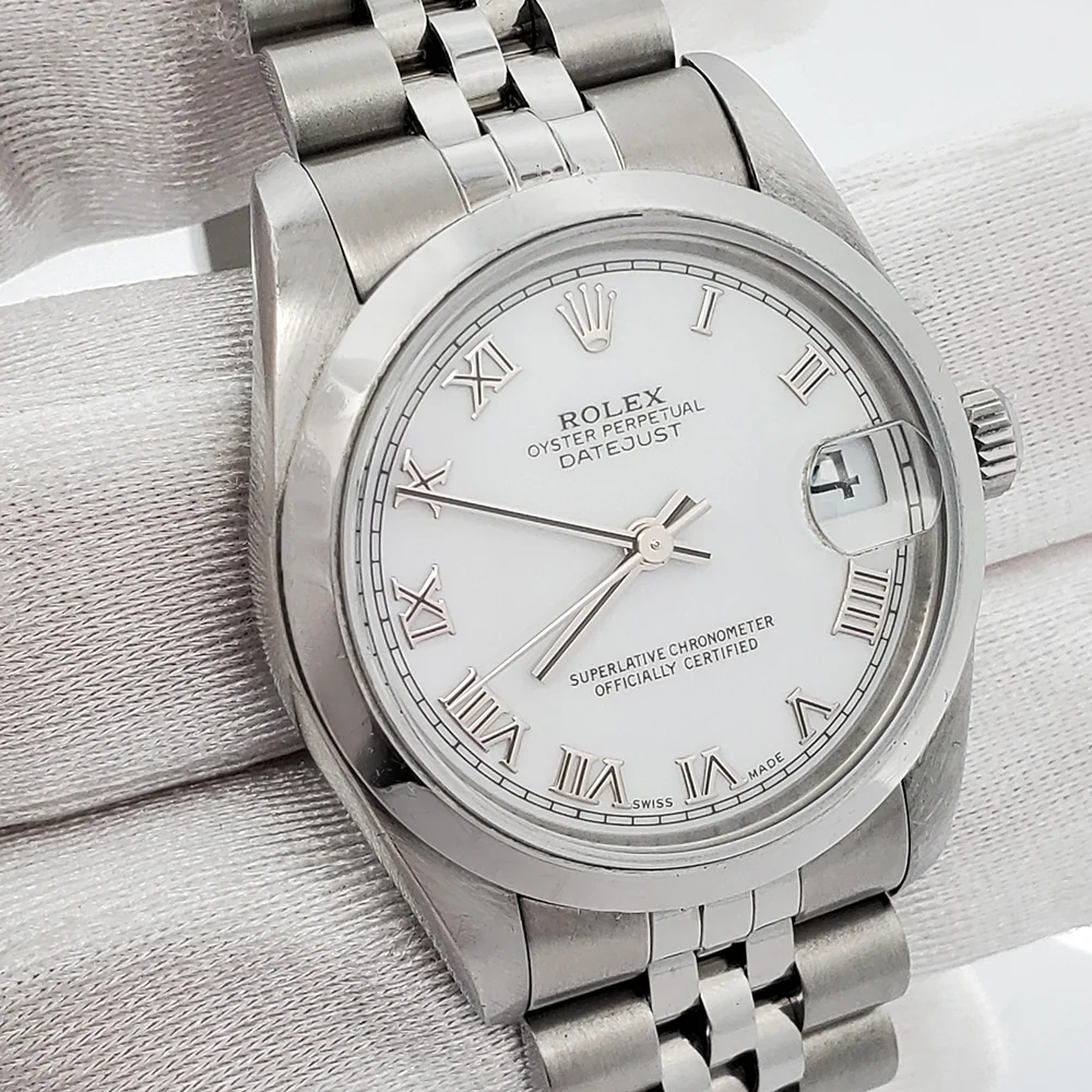 Rolex Datejust 31mm Midsize White Roman Dial Stainless Steel Jubilee Watch 78240 Box Papers - Image 3