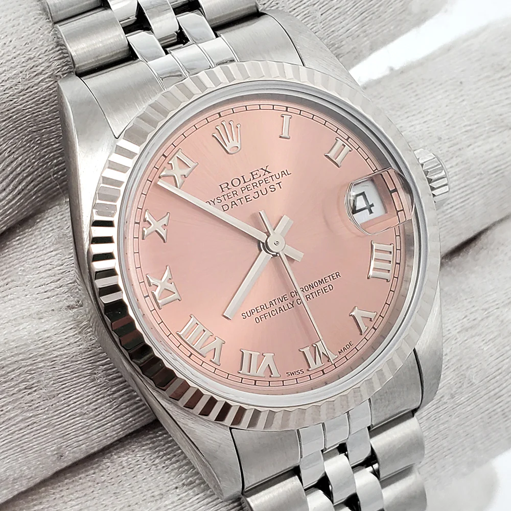 Rolex Datejust 31mm Salmon Roman Dial Fluted bezel Jubilee Steel Watch 68274 Box Papers - Image 2