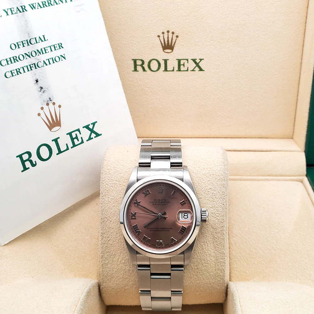 Rolex Datejust 31mm Salmon Roman Dial Steel Oyster Watch 68240 Box Papers - Image 4