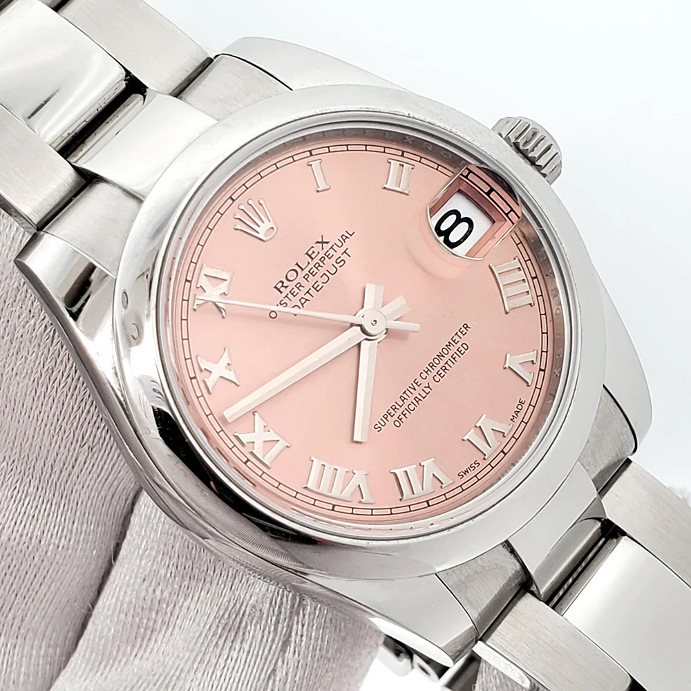 Rolex Datejust 31mm Salmon Roman Steel Oyster Watch 178240 Box Papers - Image 2