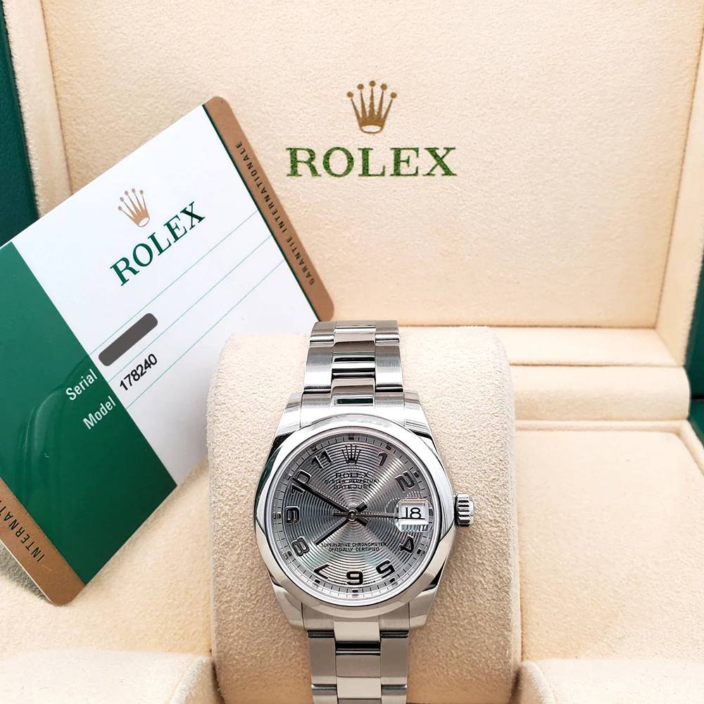Rolex Datejust 31mm Silver Concentric Dial Steel Watch 178240 Box Papers - Image 3