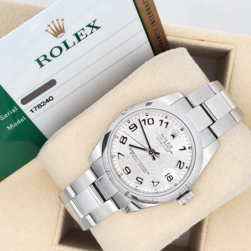 Rolex Datejust 31mm Silver Concentric Dial Steel Watch 178240 Box Papers - Image 4