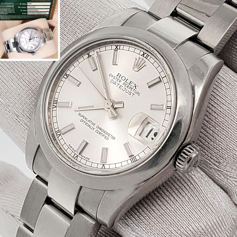 Rolex Datejust 31mm Silver Index Steel Oyster Watch 178240 Box Papers