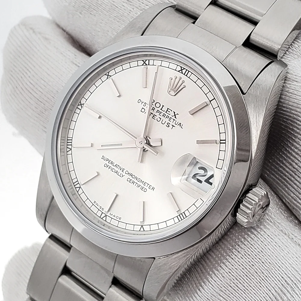 Rolex Datejust 31mm Silver Index Steel Oyster Watch 68240 Box Papers Serviced in 2018 - Image 2