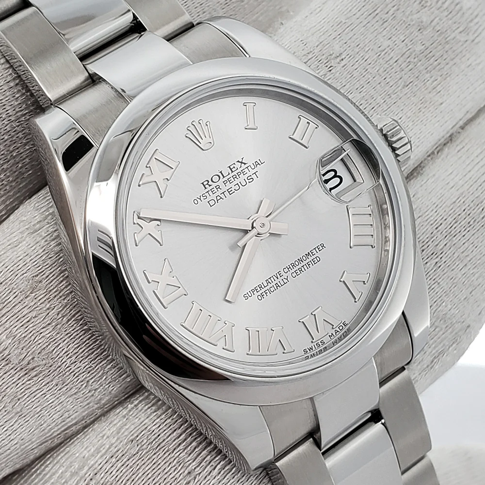 Rolex Datejust 31mm Silver Roman Steel Oyster Watch 178240 Box Papers - Image 3