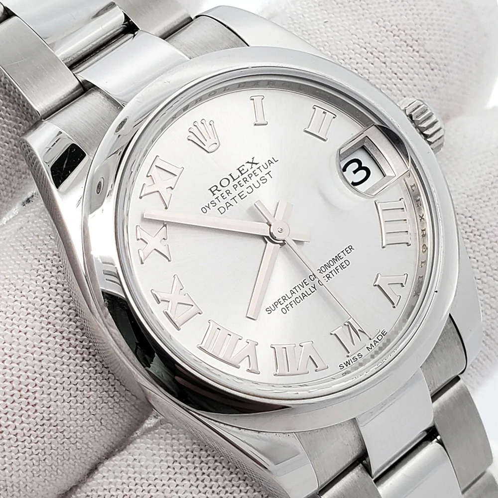 Rolex Datejust 31mm Silver Roman Steel Oyster Watch 178240 Box Papers - Image 3