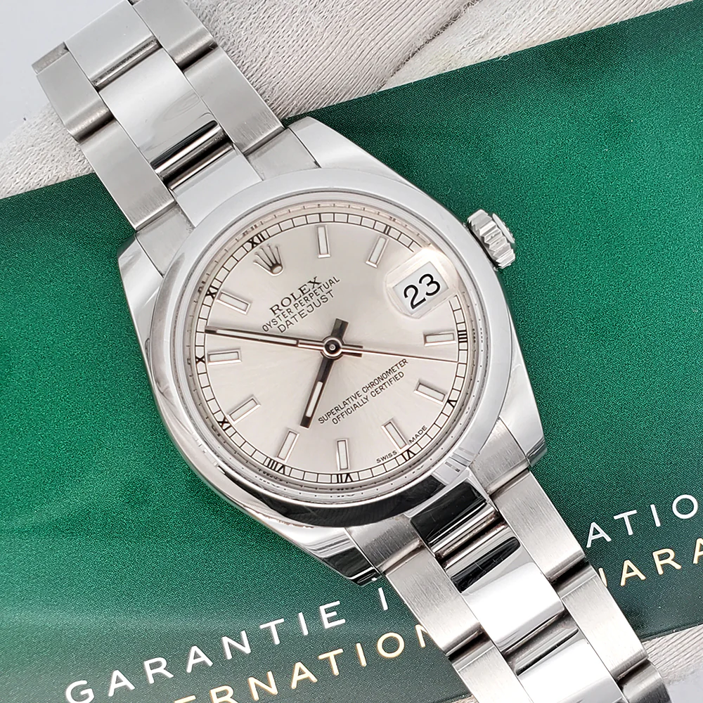 Rolex Datejust 31mm Silver Stick Dial Domed Bezel Steel 178240 Watch 2022 Box Papers