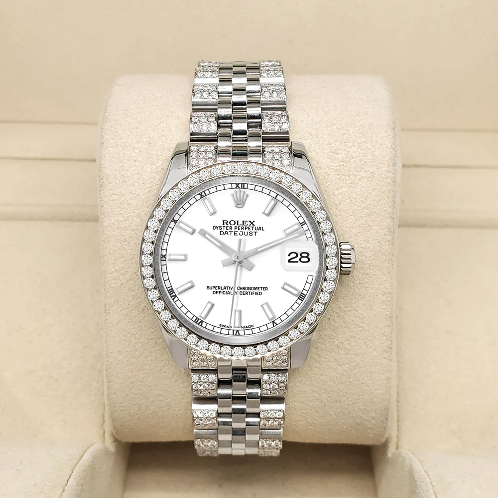 Rolex Datejust 31mm White Index Dial 3.30ct Diamond Bezel/Bracelet Steel Watch 178240 - Image 2