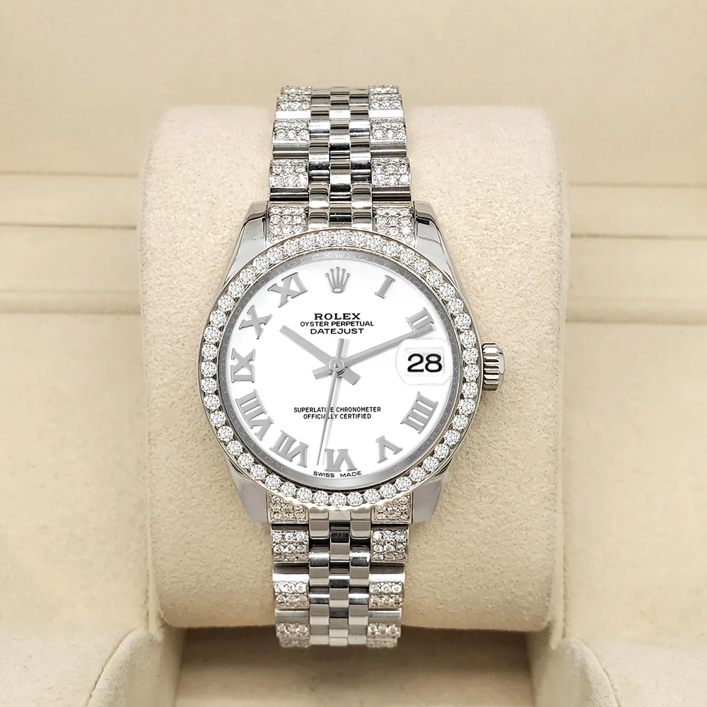 Rolex Datejust 31mm White Roman Dial 3.30ct Diamond Bezel/Bracelet Steel Watch 178240 - Image 2