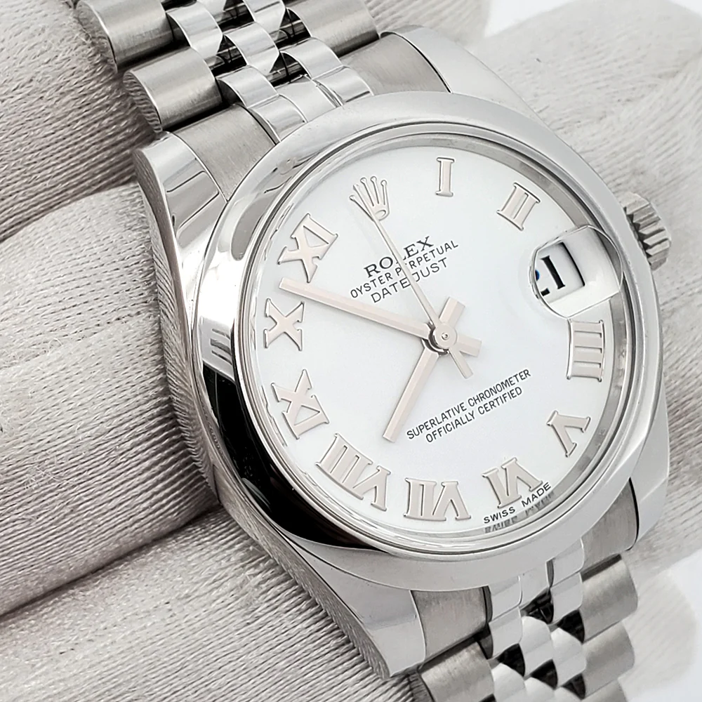 Rolex Datejust 31mm White Roman Dial Domed Bezel Stainless Steel Watch 178240 Box Papers - Image 2