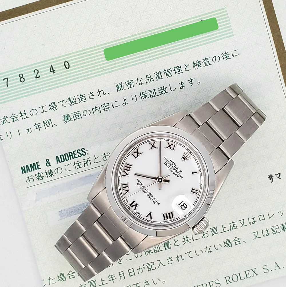 Rolex Datejust 31mm White Roman Dial Steel Oyster Watch 78240 Papers - Image 2