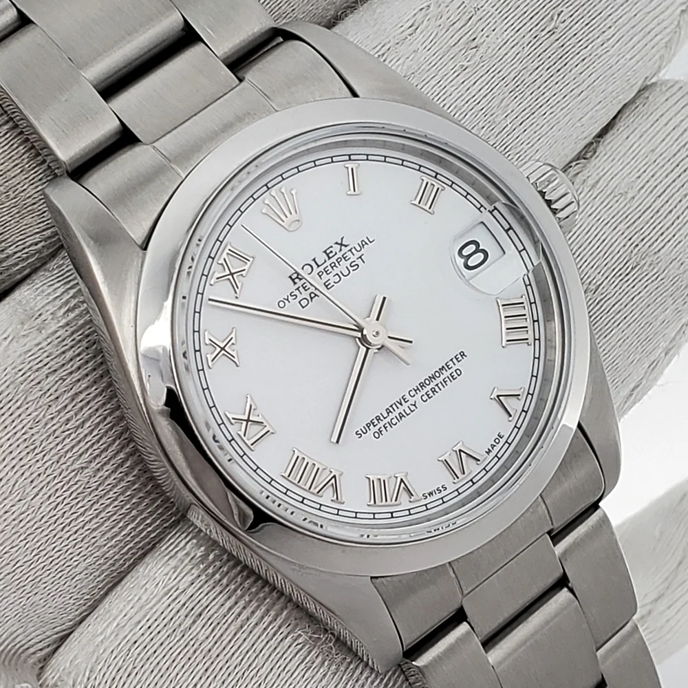Rolex Datejust 31mm White Roman Dial Steel Oyster Watch 78240 Papers - Image 3