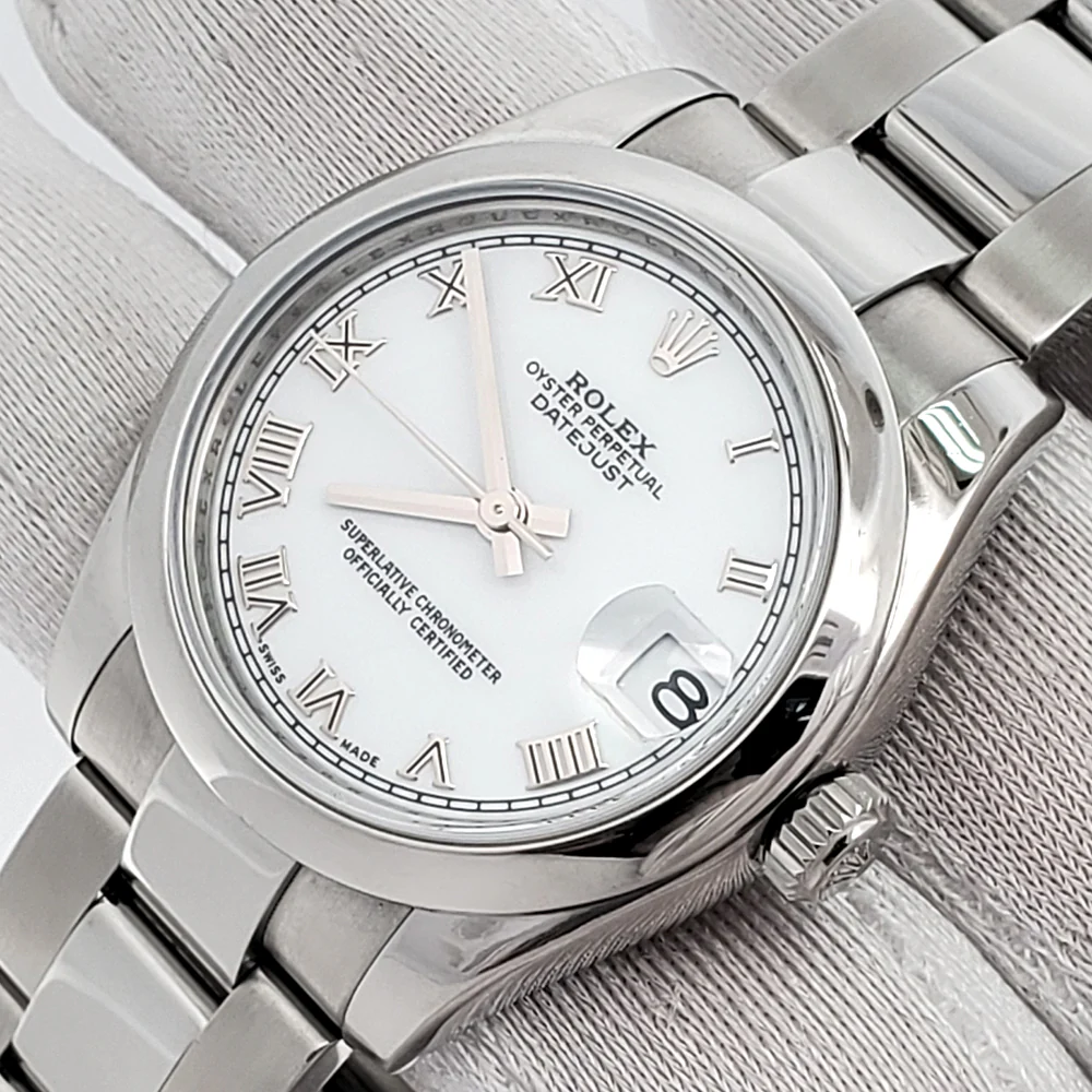 Rolex Datejust 31mm White Roman Dial Steel Watch 178240