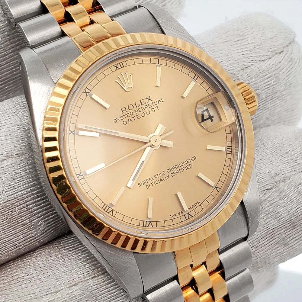 Rolex Datejust 31mm Yellow Gold and Stainless Steel Champagne Dial Jubilee Watch 68273 - Image 2