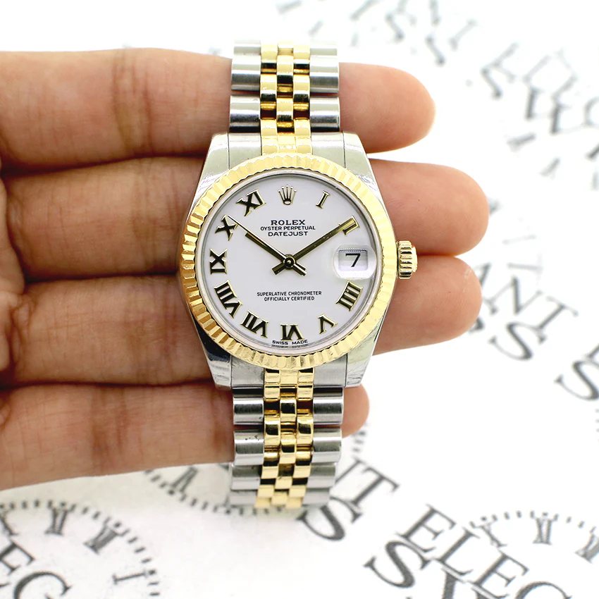 Rolex Datejust 31MMYellow Gold/Stainless Steel Jubilee White Roman Watch Box Papers 178243 - Image 5