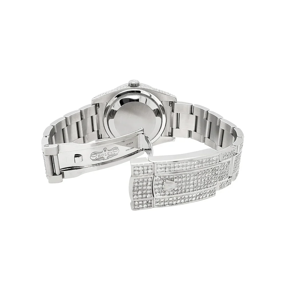 Rolex Datejust 36mm 116200 12.4CT Diamond Emeralds Bezel/Case/Bracelet/Silver Decorated Blue Arabic Dial Steel Watch Box Papers - Image 5
