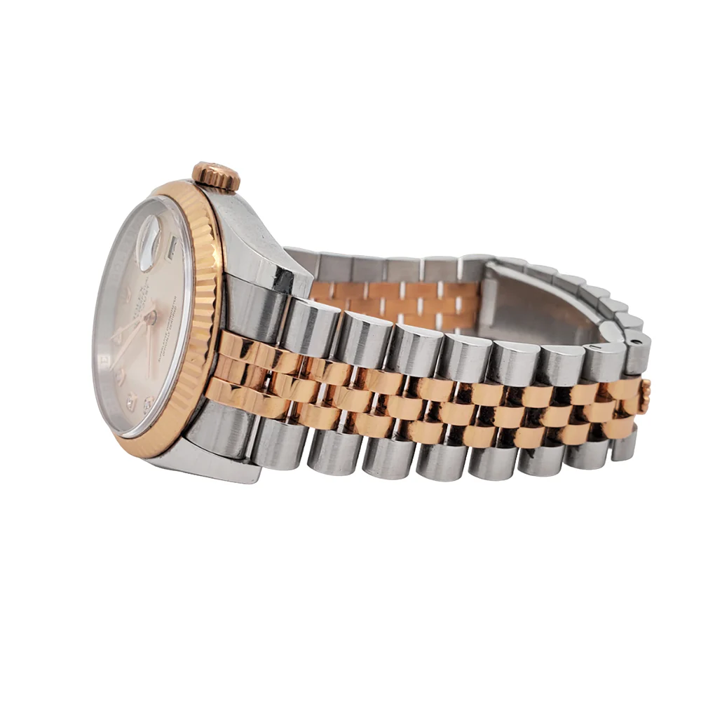 Rolex Datejust 36mm 116231 Factory Pink Diamond Dial 2-Tone Rose Gold Fluted Jubilee Watch - Image 3