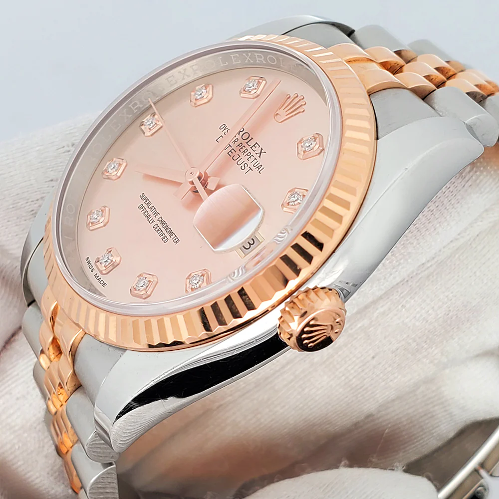 Rolex Datejust 36mm 116231 Pink Diamond Dial Fluted Jubilee 2-Tone Rose/Steel Watch Box Papers - Image 3