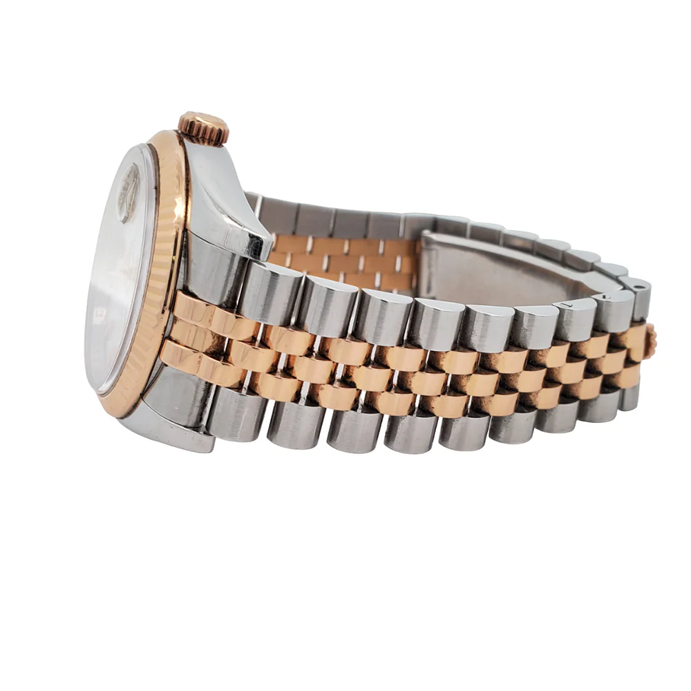 Rolex Datejust 36mm 116231 White Index Dial 2-Tone Rose Gold Fluted Jubilee Watch - Image 3