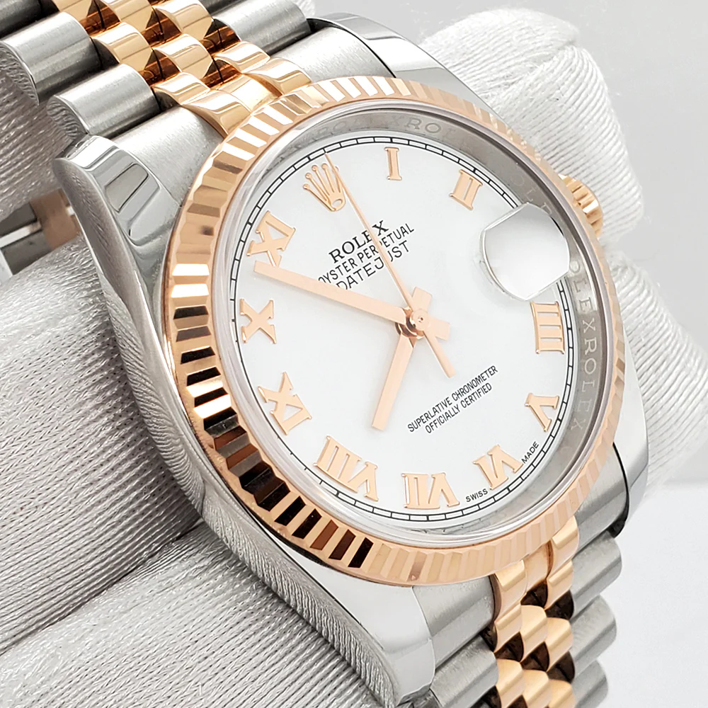 Rolex Datejust 36mm 116231 White Roman Dial Rose Gold/Steel Jubilee Watch - Image 2